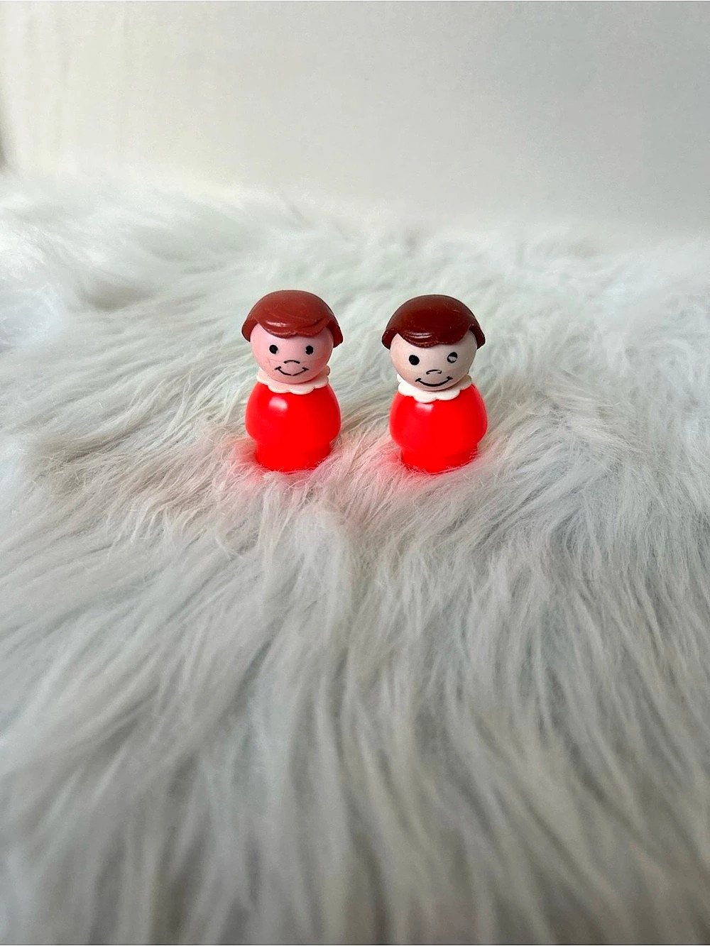 Fisher-Price Vintage Little People Child Figure with Red Body and Brown Hair